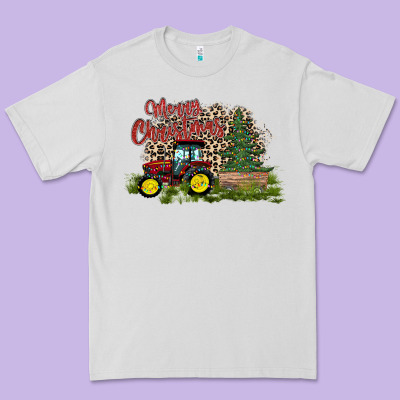 Merry Christmas Tractor Tree Premium Tee Designed By Cowhidedigitalart