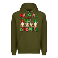 Army Green hanging with my gnomies Premium Hoodie - MaliasSmallBusiness