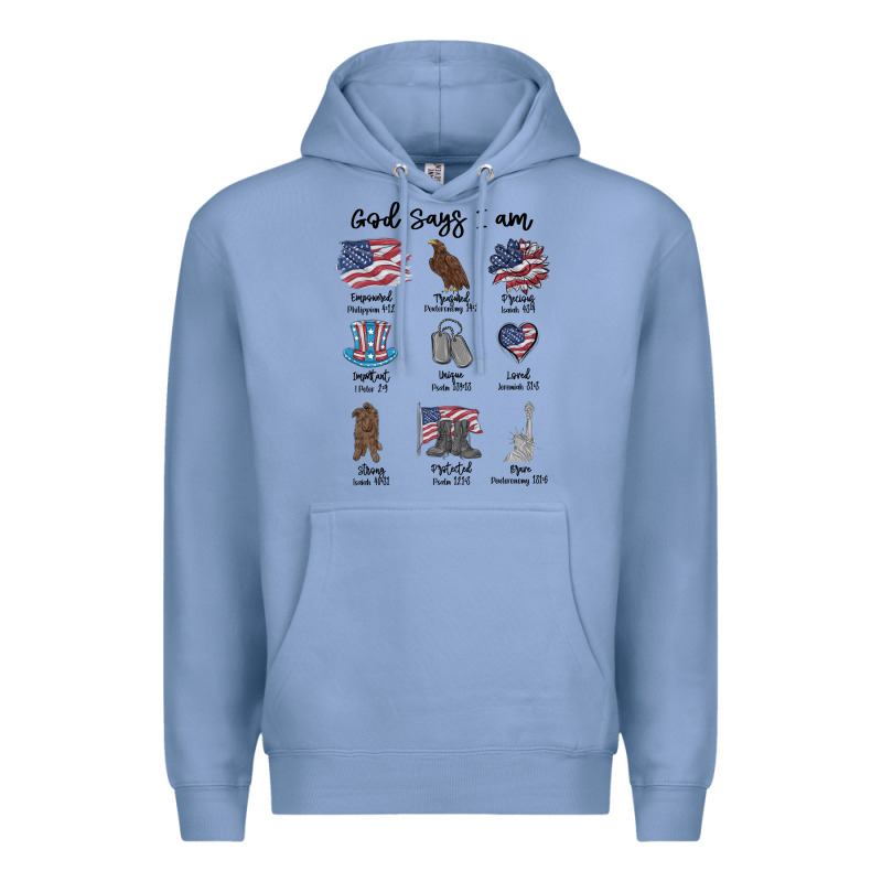 God Says I Am Premium Hoodie by MaliasSmallBusiness | Teevron