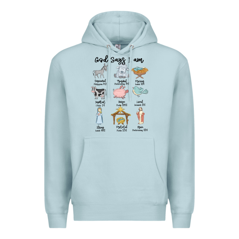 God Says I Am Premium Hoodie by MaliasSmallBusiness | Teevron