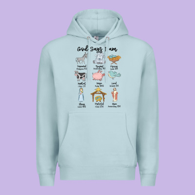 Premium Hoodie god says i am