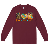 Burgundy peace love fall Long Sleeve Tee - BarkalooDesign