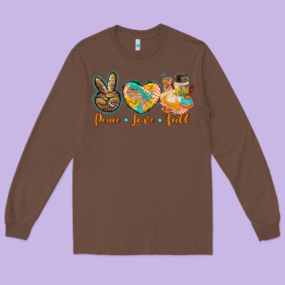 Peace Love Fall Long Sleeve Tee Designed By Barkaloodesign