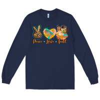 Navy peace love fall Long Sleeve Tee - BarkalooDesign