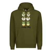 Army Green lucky vibes Premium Hoodie - MaliasSmallBusiness