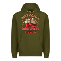 Army Green hot cocoa and christmas movies Premium Hoodie - MaliasSmallBusiness
