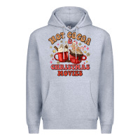 Heather Grey hot cocoa and christmas movies Premium Hoodie - MaliasSmallBusiness