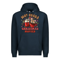 Navy hot cocoa and christmas movies Premium Hoodie - MaliasSmallBusiness