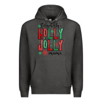 Charcoal Heather somebodys holly jolly mama Premium Hoodie - MaliasSmallBusiness
