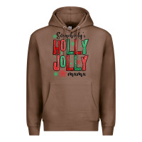 Chestnut somebodys holly jolly mama Premium Hoodie - MaliasSmallBusiness