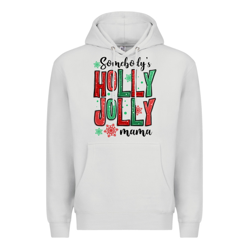 Somebodys Holly Jolly Mama Premium Hoodie by MaliasSmallBusiness | Teevron