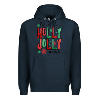 Navy somebodys holly jolly mama Premium Hoodie - MaliasSmallBusiness