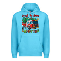 Ocean Blue sound the alarm its christmas fire truck Premium Hoodie - MaliasSmallBusiness