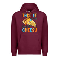 Burgundy take it easy keep it cheesy Premium Hoodie - MaliasSmallBusiness