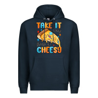 Navy take it easy keep it cheesy Premium Hoodie - MaliasSmallBusiness