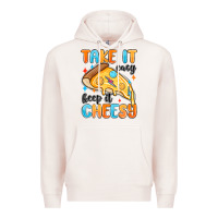 Pale Pink take it easy keep it cheesy Premium Hoodie - MaliasSmallBusiness
