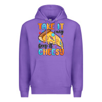 Purple take it easy keep it cheesy Premium Hoodie - MaliasSmallBusiness