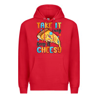 Red take it easy keep it cheesy Premium Hoodie - MaliasSmallBusiness
