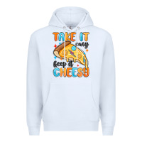 White take it easy keep it cheesy Premium Hoodie - MaliasSmallBusiness
