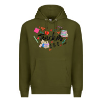 Army Green teacher heart Premium Hoodie - MaliasSmallBusiness