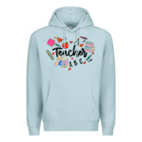 Blue Mist teacher heart Premium Hoodie - MaliasSmallBusiness