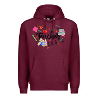 Burgundy teacher heart Premium Hoodie - MaliasSmallBusiness