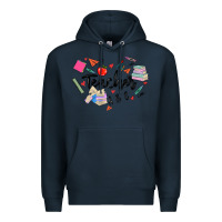 Navy teacher heart Premium Hoodie - MaliasSmallBusiness