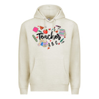 Oatmeal Heather teacher heart Premium Hoodie - MaliasSmallBusiness