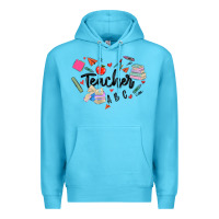Ocean Blue teacher heart Premium Hoodie - MaliasSmallBusiness
