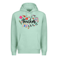 Seafoam teacher heart Premium Hoodie - MaliasSmallBusiness