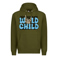 Army Green wild child blue skeleton Premium Hoodie - MaliasSmallBusiness