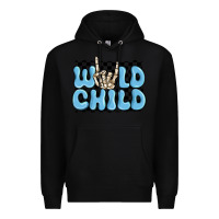Black wild child blue skeleton Premium Hoodie - MaliasSmallBusiness