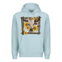 Blue Mist western bull skull Premium Hoodie - MaliasSmallBusiness