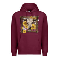 Burgundy western bull skull Premium Hoodie - MaliasSmallBusiness