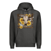 Charcoal Heather western bull skull Premium Hoodie - MaliasSmallBusiness