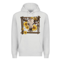 Dove Grey western bull skull Premium Hoodie - MaliasSmallBusiness