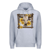 Heather Grey western bull skull Premium Hoodie - MaliasSmallBusiness