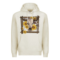 Oatmeal Heather western bull skull Premium Hoodie - MaliasSmallBusiness