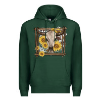 Sports Green western bull skull Premium Hoodie - MaliasSmallBusiness
