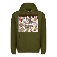 Army Green i just want to drink hot cocoa Premium Hoodie - MaliasSmallBusiness