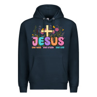 Navy jesus the way the truth the life Premium Hoodie - MaliasSmallBusiness