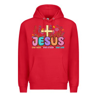 Red jesus the way the truth the life Premium Hoodie - MaliasSmallBusiness