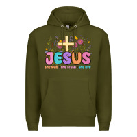 Army Green jesus the way the truth the life Premium Hoodie - MaliasSmallBusiness