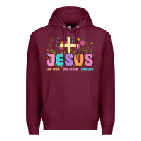Burgundy jesus the way the truth the life Premium Hoodie - MaliasSmallBusiness