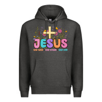 Charcoal Heather jesus the way the truth the life Premium Hoodie - MaliasSmallBusiness