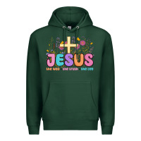Sports Green jesus the way the truth the life Premium Hoodie - MaliasSmallBusiness