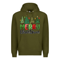 Army Green merry christmas trees Premium Hoodie - MaliasSmallBusiness