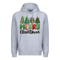 Heather Grey merry christmas trees Premium Hoodie - MaliasSmallBusiness