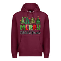 Burgundy merry christmas trees Premium Hoodie - MaliasSmallBusiness