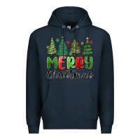 Navy merry christmas trees Premium Hoodie - MaliasSmallBusiness